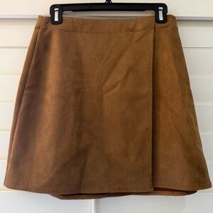 Max Studio Camel Mini Faux Suede Skirt